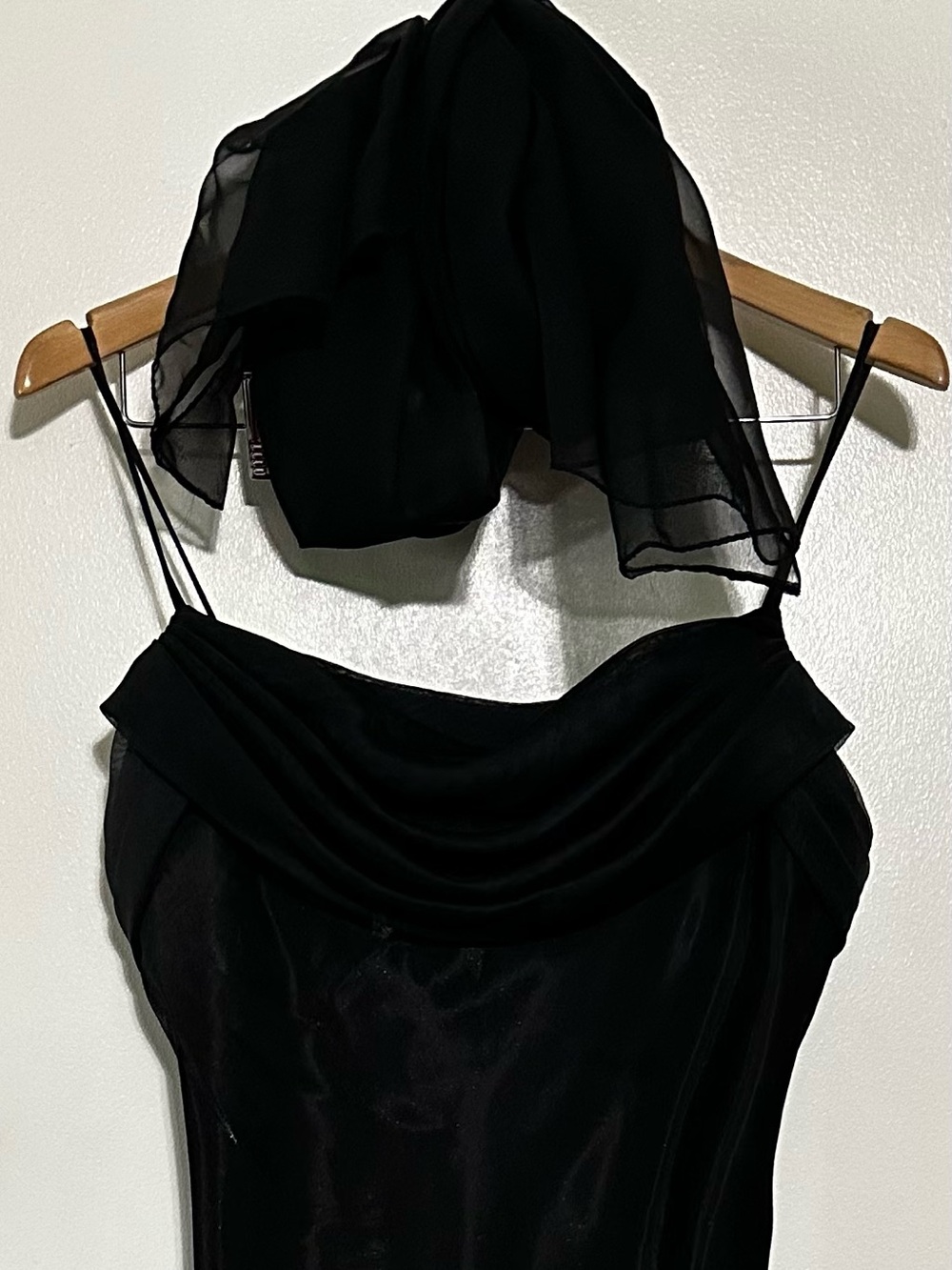 Aspeed Black Satin Long Gown with Shawl